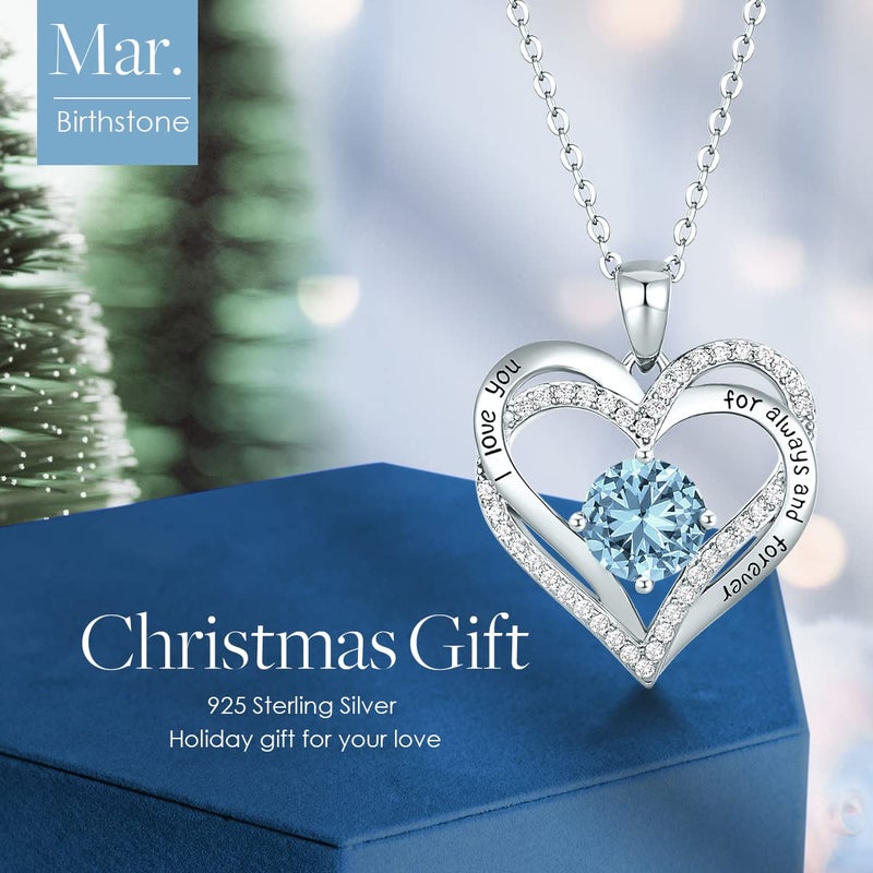 CDE Valentine's Day Gift Forever Love Heart Necklaces for Women, Wedding Anniversary, Birthday Mothers Day Christmas Day Gifts for Mom, Mother, Wife, friend, S925 Silver Jewelry with Birthstone Pendant - Image 3